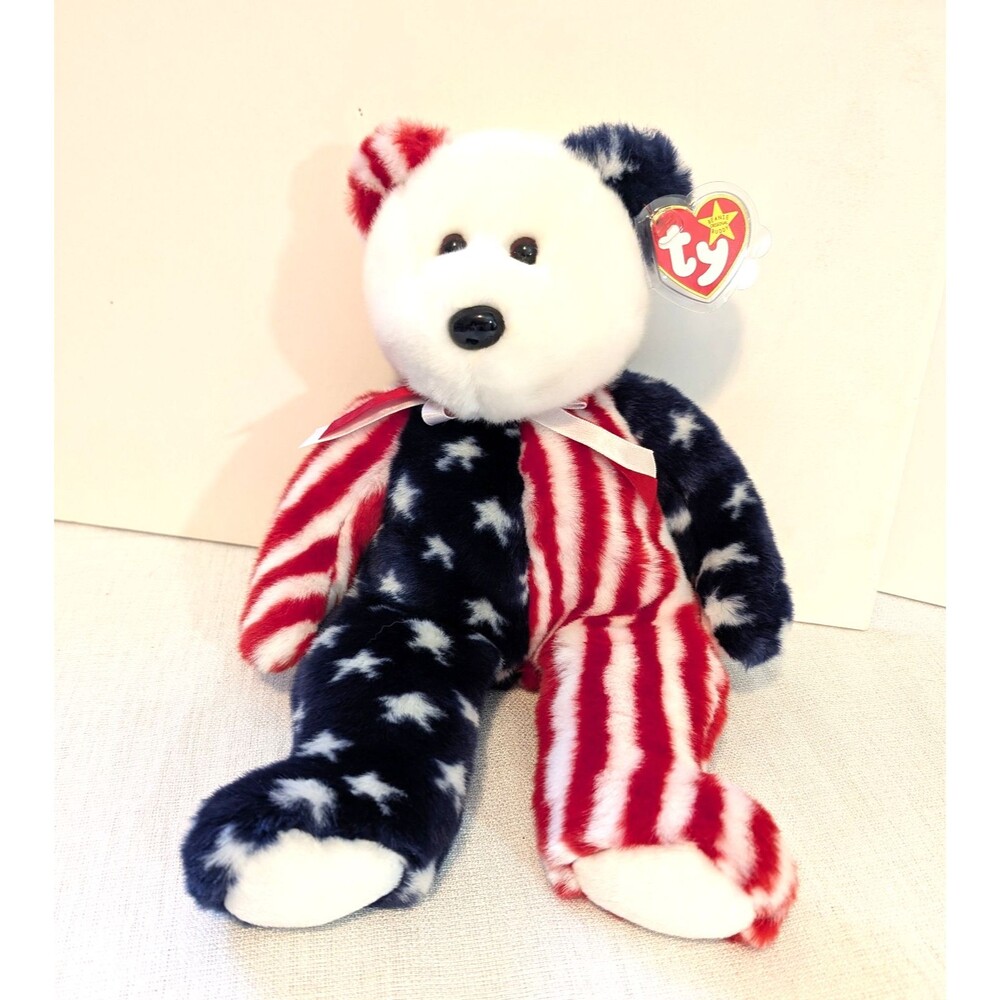 Vintage 1999 Ty Beanie Baby 14" "Spangle" Red White Blue Patriotic 4th of July